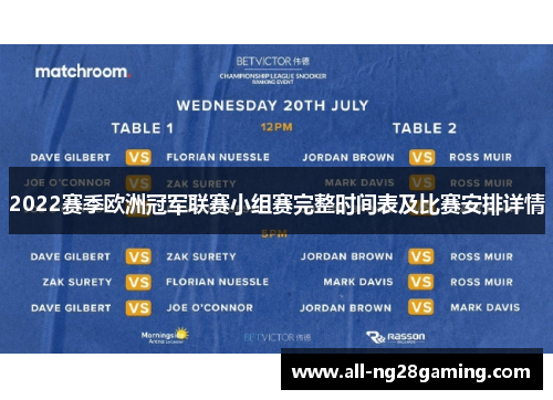 2022赛季欧洲冠军联赛小组赛完整时间表及比赛安排详情