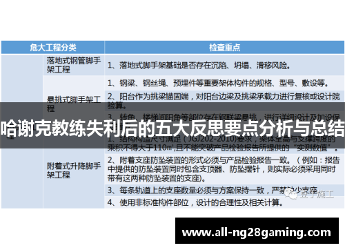 哈谢克教练失利后的五大反思要点分析与总结